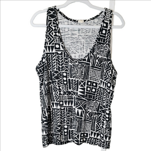 J. Crew Black and White Geometric Tank Top